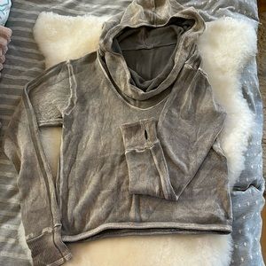 Cowl neck cotton hoodie